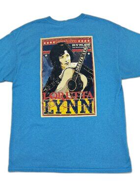 Vintage LORETTA LYNN T-Shirt Grand Ole Opry Distressed Band Tee Turquoise Blue L